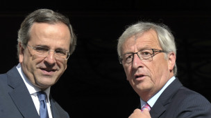 Jean Claude Juncker và Antonis Samaras 
