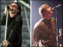 Bono e Liam Gallagher (Oasis) 