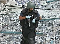 Patlama yerinde bir İsrail askeri