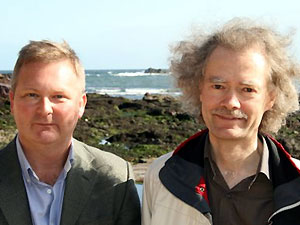 Peter Aitchison and Julian Goodare on the beach at Eyemouth