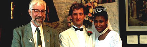 A happy couple getting married