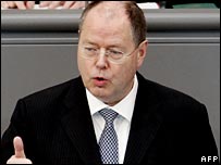 German Finance Minister Peer Steinbrueck in the Bundestag