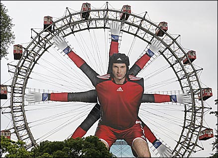 Peter Cech's image adorns the ferris wheel
