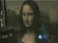 Mona Lisa sendo escaneada