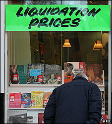 Shop window in Dublin advertising liquidation prices, 11 Nov 10