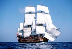 Image: The exact replica of Captain Cook's 'The Endeavour' in BBC TWO's The Ship