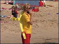 A lifeguard on Sandbanks beach