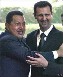  O presidente da Venezuela, Hugo Chávez, e o presidente da Síria, Bashar al-Assad