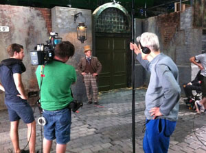 Robert Webb filming The Bleak Old Shop Of Stuff