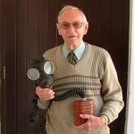 ARP wardens gas mask found in an attic. It has the numbers B12/6/41 on it.