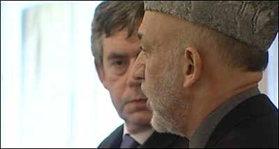 PM Gordon Brown and President Hamid Karzai