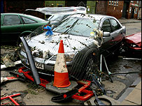 Car damaged by flooding, June 2007