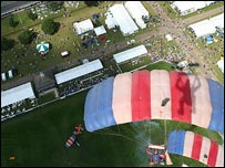 RAF Falcons parachuting down by Sgnt Mike Maguire