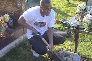 Delroy visits his dad's grave regularly to talk...