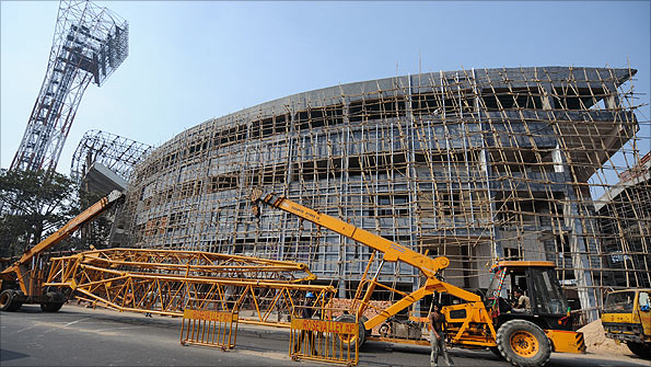 Eden Gardens photographed on 5 January, showing the stadium is nowhere near ready