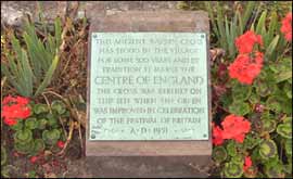 The plaque marking the centre of England in Meriden 