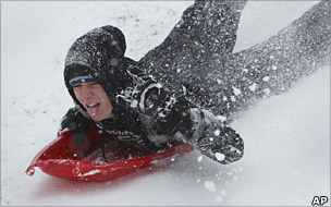Boy on sled