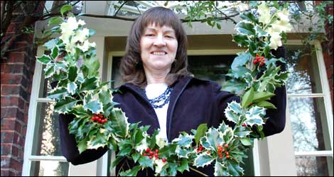 Helga and Christmas garland at Red House
