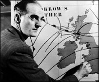 Forecast Officer George Cowling of the Air Ministry Meteorological Office, 1954