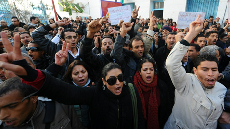 Tunisian protesters (AFP/Getty)