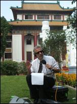 On air outside Guangzhou town hall