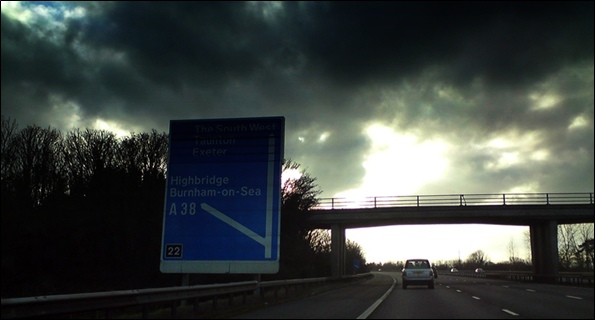 Ever-thickening Stratocumulus gathers above the M5 southbound, near Burnham-on-Sea, Somerset