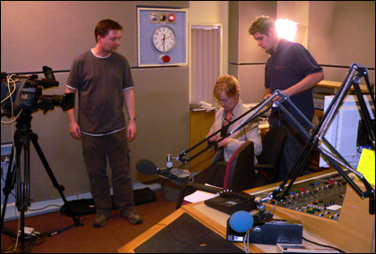 The first guest arrives for the broadcast