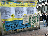 Cartazes da oposição colombiana