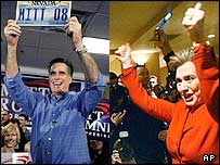 هیلاری کلینتون (راست) و میت رامنی