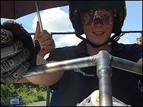 Telephone Stu onboard BBC Essex Billy cart