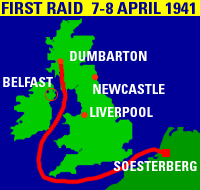 Map showing path of the First Raid