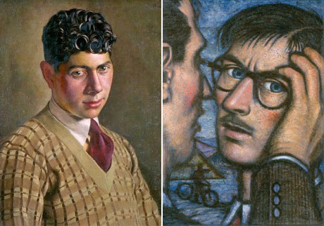 Alfred Janes paintings Mervyn Levy and Self Portrait: Puzzled. Images © the artist, courtesy of Oriel Kooywood Gallery, Cardiff