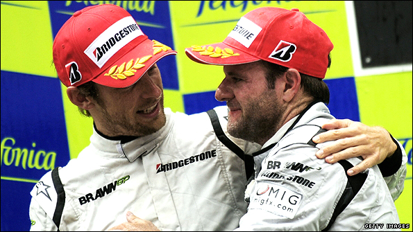 Jenson Button and Rubens Barrichello