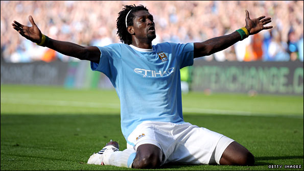 Manchester City striker Emmanuel Adebayor courted controversy against his former club Arsenal