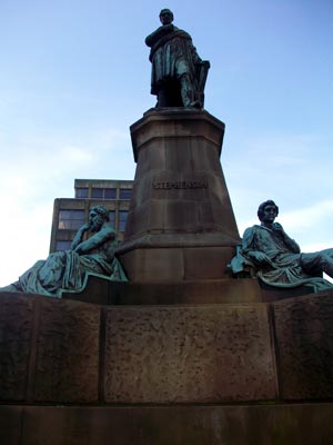 The statue of George Stephenson in Newcastle