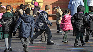 School children in a playground