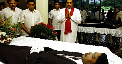 President Rajapaksa pays last respects to the murdered SLRC workers