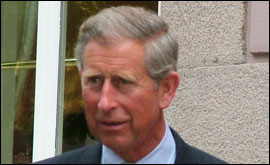 Prince Charles outside the States of Jersey Chambers in the Royal Square