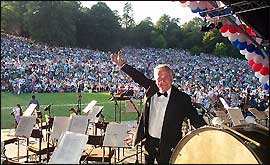 Compere John Holmes on the huge Darley Park stage