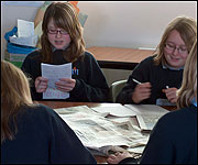 Paige checking her notes