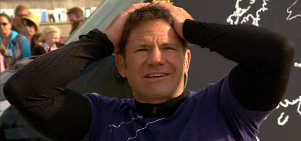 Steve Backshall with his hands on his head