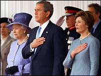 अमरीकी राष्ट्रपति जॉर्ज बुश का स्वागत