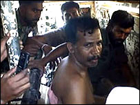 LTTE leader Ramesh being interogated allegedly by Sri Lanka military (photo: HRW)