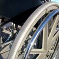 Close-up image of a wheelchair
