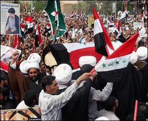 अमरीकी सेनाओं के ख़िलाफ़ प्रदर्शन