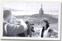 Ffilmio ger cerflun Nelson