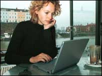 Woman using a laptop