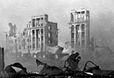 Photograph showing troops crossing the ruins of Stalingrad