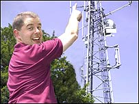 Matt Woodley beside one of our transmitters