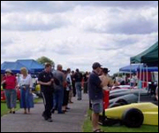 Visitors at the race car paddock
